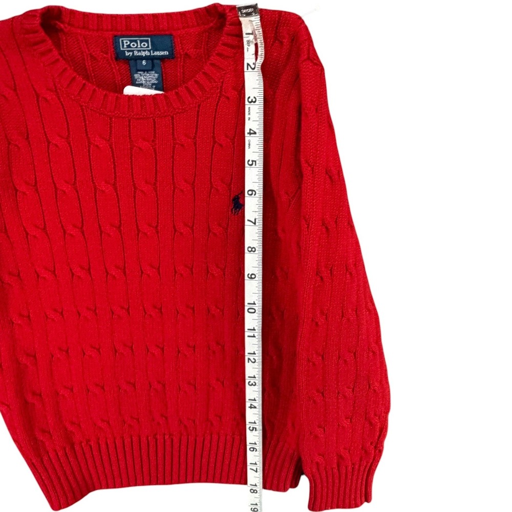 Vtg Polo Ralph Lauren Cable Knit Sweater Boys Size 6 Red 100% Cotton Pony Preppy - Picture 7 of 12